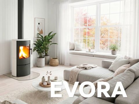ROMOTOP EVORA: камінні печі з керамічним облицюванням у різних відтінках глазурі