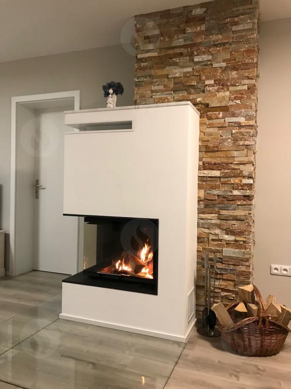 HEAT R/L 3g L 65.51.40.01(21) - конвекційна кутова камінна топка з підйомними дверцятами і цільногнутим (роздільним) склом