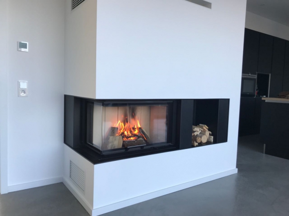 HEAT R/L 3g L 65.51.40.01(21) - конвекційна кутова камінна топка з підйомними дверцятами і цільногнутим (роздільним) склом