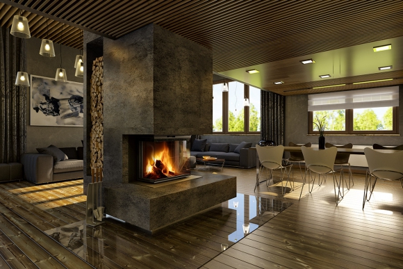 IMPRESSION C 2G L 67.61.34.21 - тристороння камінна топка з підйомними дверцятами і роздільним склом