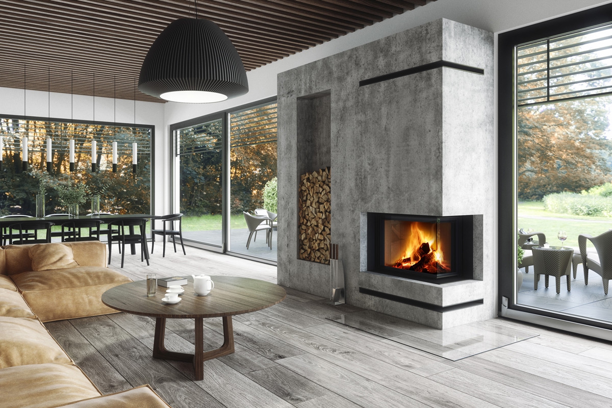 IMPRESSION R/L 2g L 83.60.34.21 - камінна топка кутова з підйомними дверцятами і роздільним склом